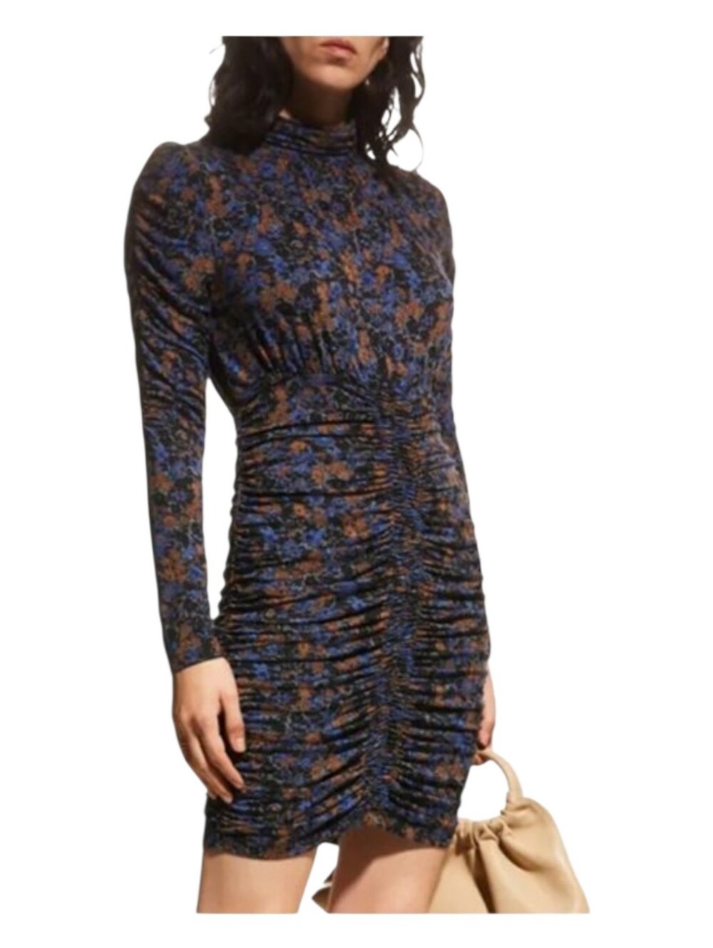 Veronica Beard Gretna Floral Ruched Mock Neck Dress Size Small